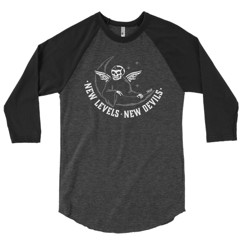 "New Levels, New Devils" - Mens 3/4 sleeve raglan shirt