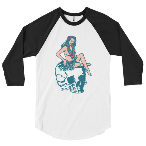 "Skull Girl" - Mens 3/4 sleeve raglan shirt